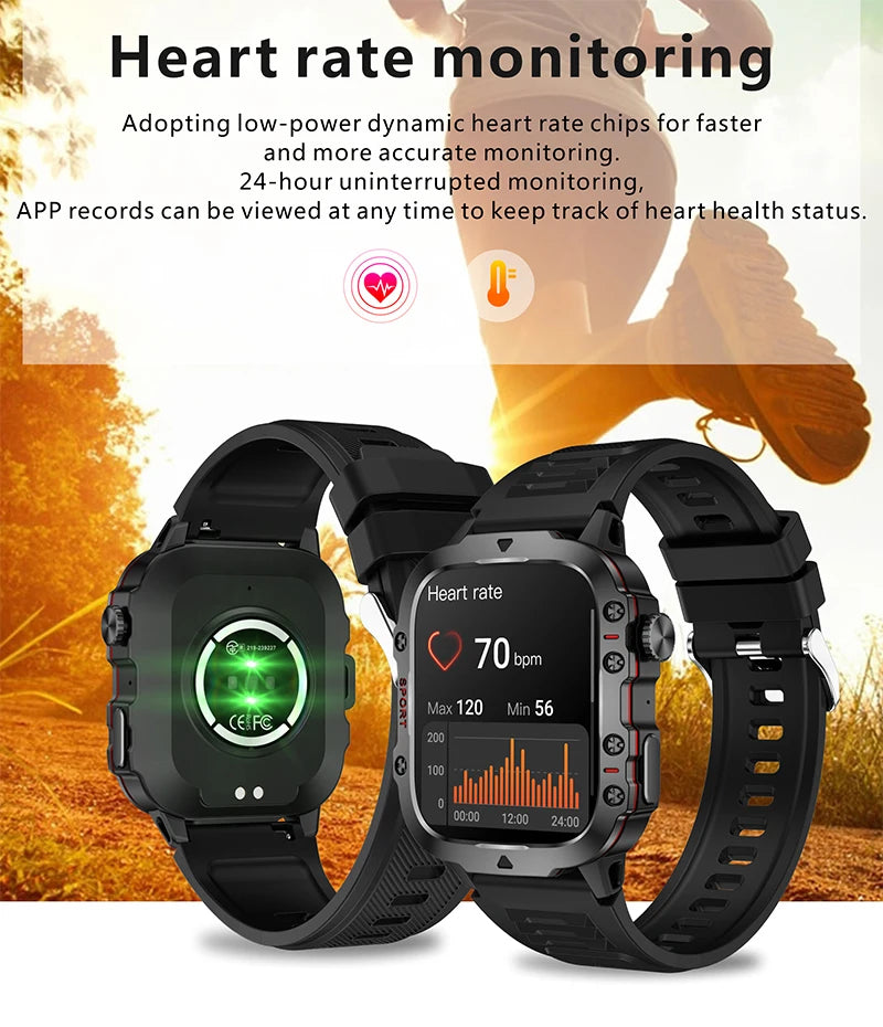 Military Smart Watch IP68 Sports Fitness Tracker