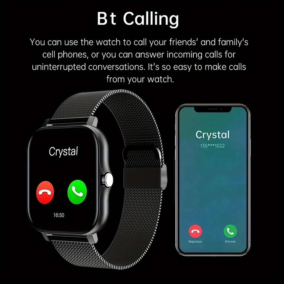 Smart Watch For Women + Touch Screen & Bluetooth Connection